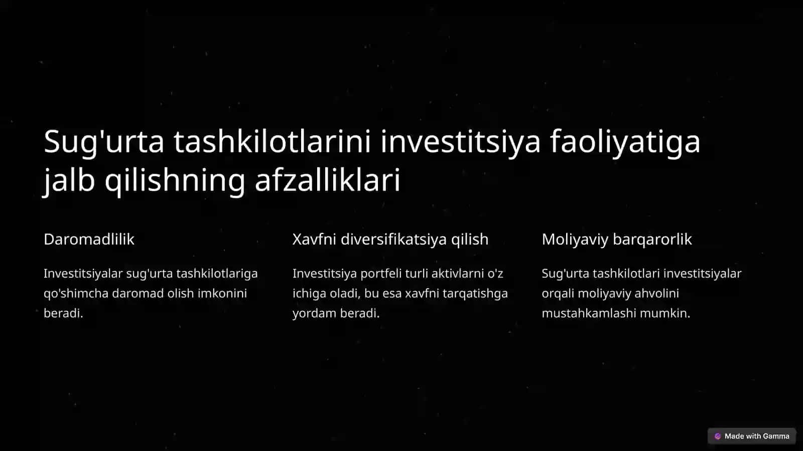 Sug'urta tashkilotlarida investitsiya faoliyati 3