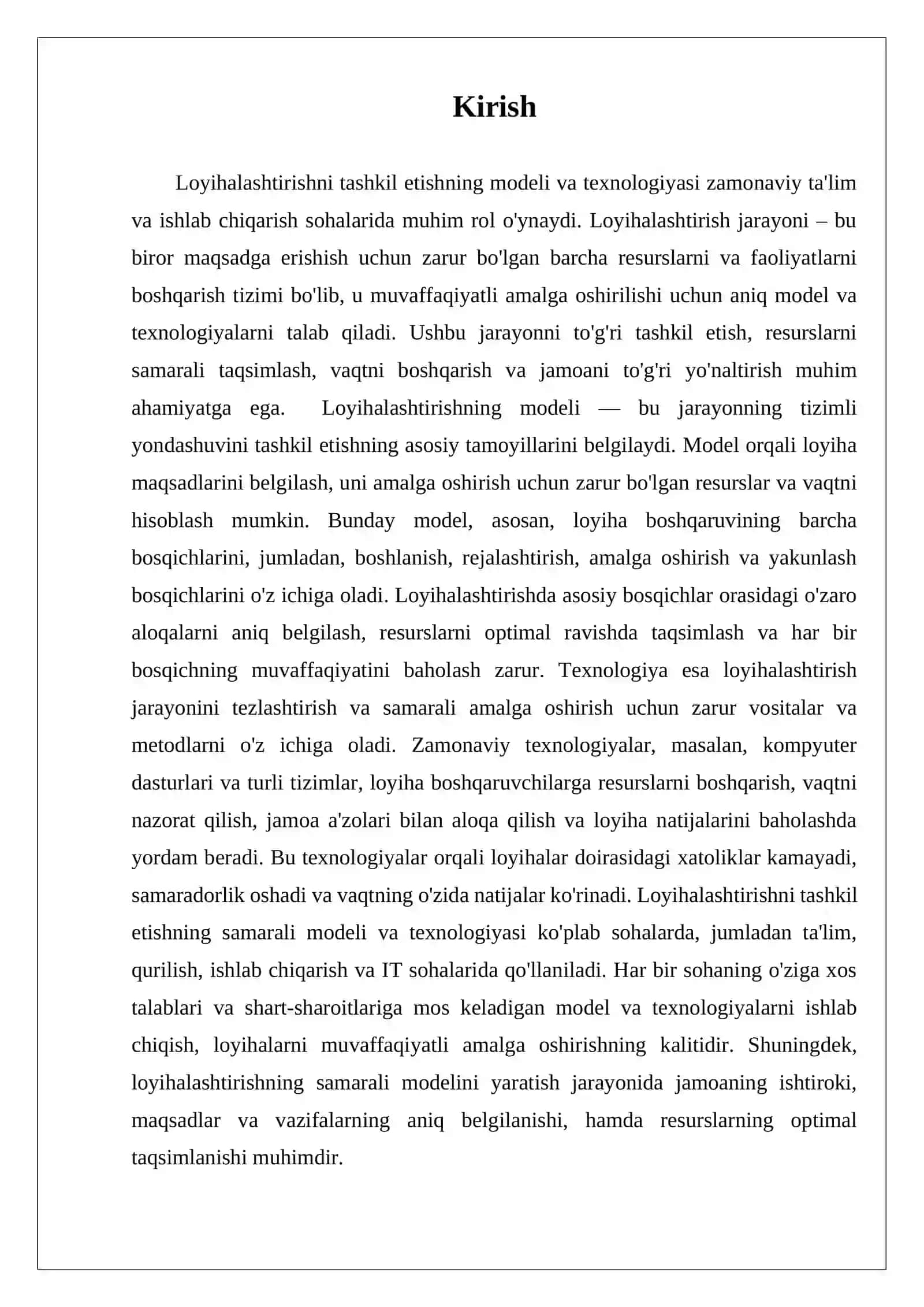 Loyihalashtirishni tashkil etishning modeli va texnalogiyasi 3