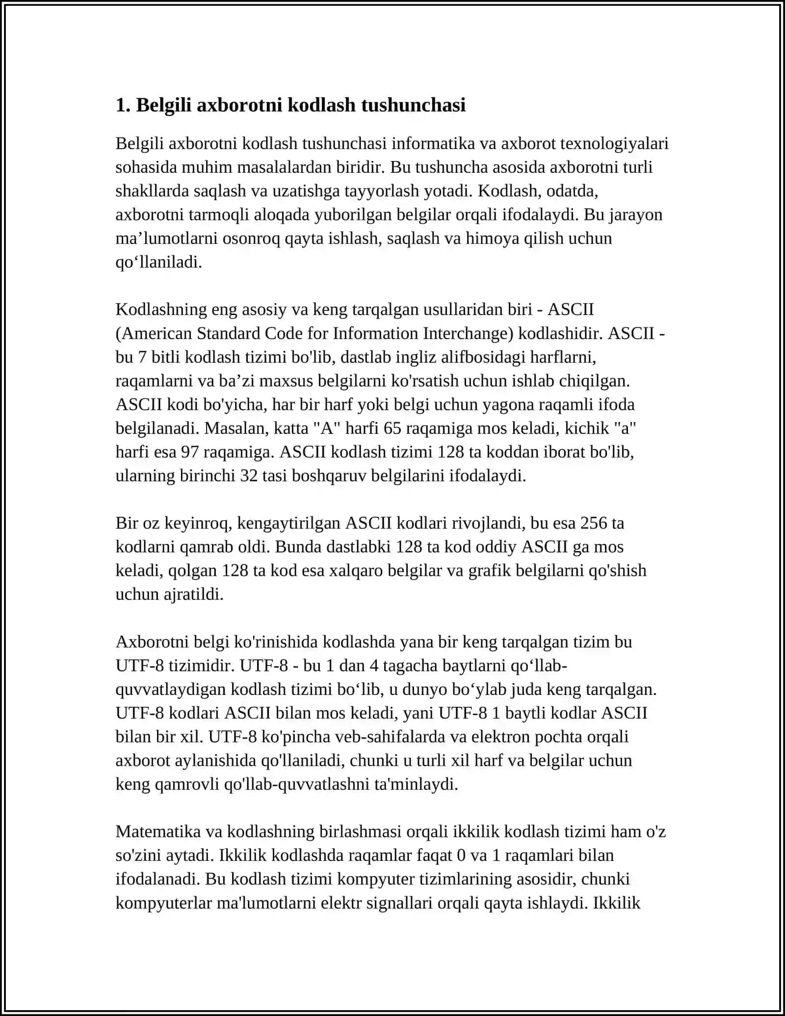 BELGILI AXBOROTNI KODLASH 3