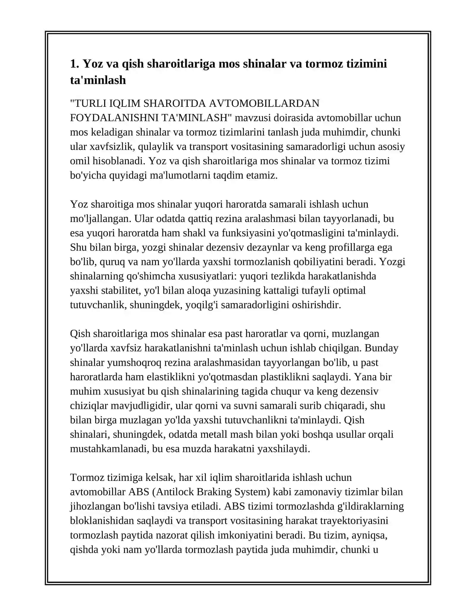 TURLI IQLIM SHAROITDA AVTOMOBILLARDAN FOYDALANISHNI TA'MINLASH 3