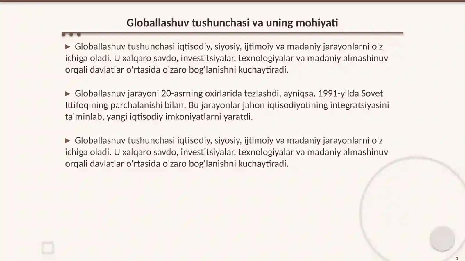 Globallashuvning Mazmuni va Rivojlanish Bosqichlari 3