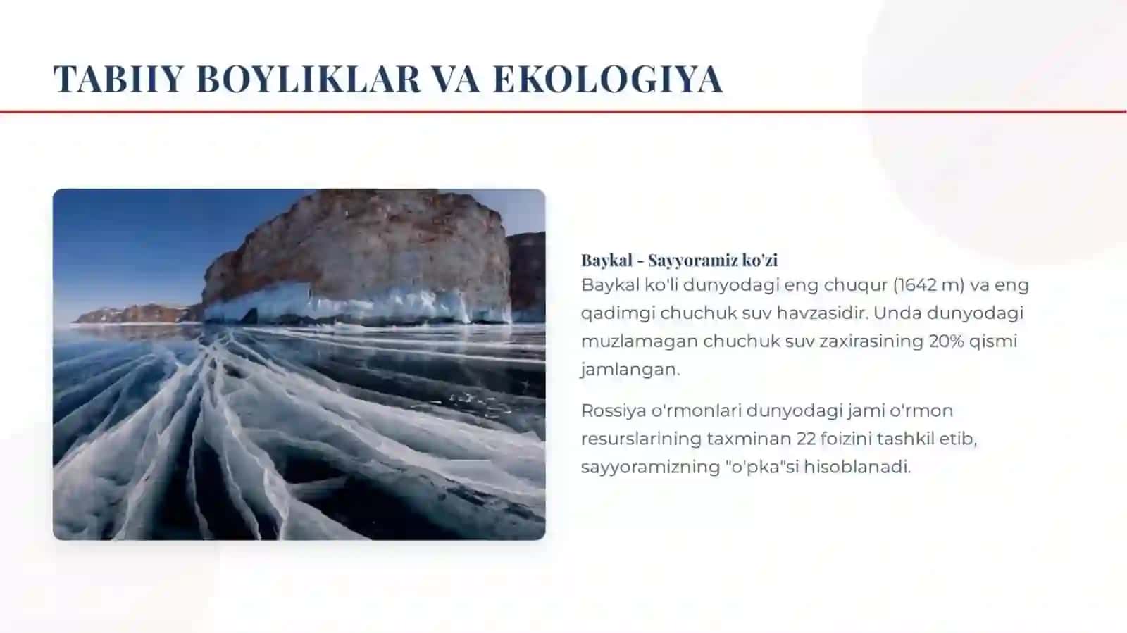 Rossiya federatsiyasining ekologiyasi turizmi va madaniyati. 3