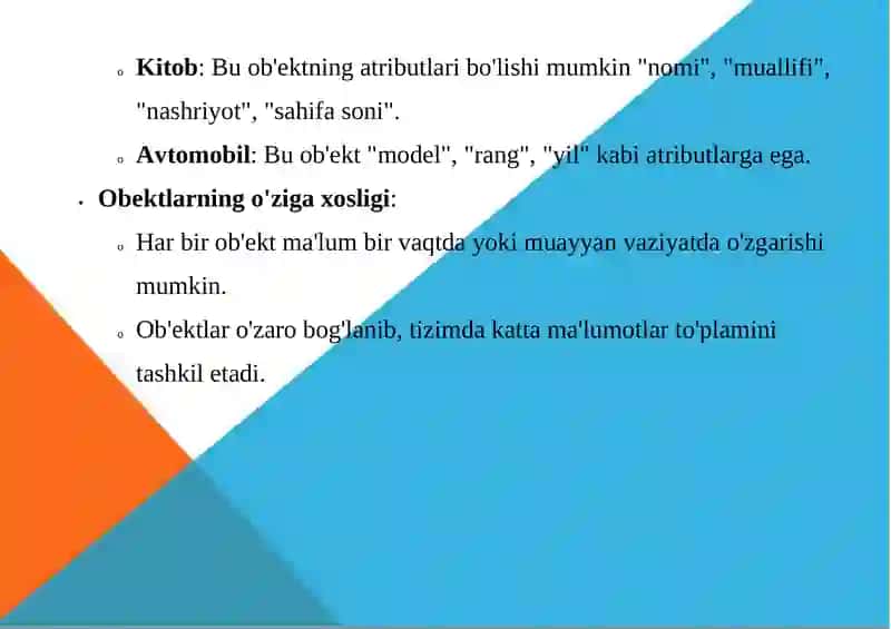Obektlar va otributlar axborotning 3 soxasi 2 o'lchovli fayllar 3