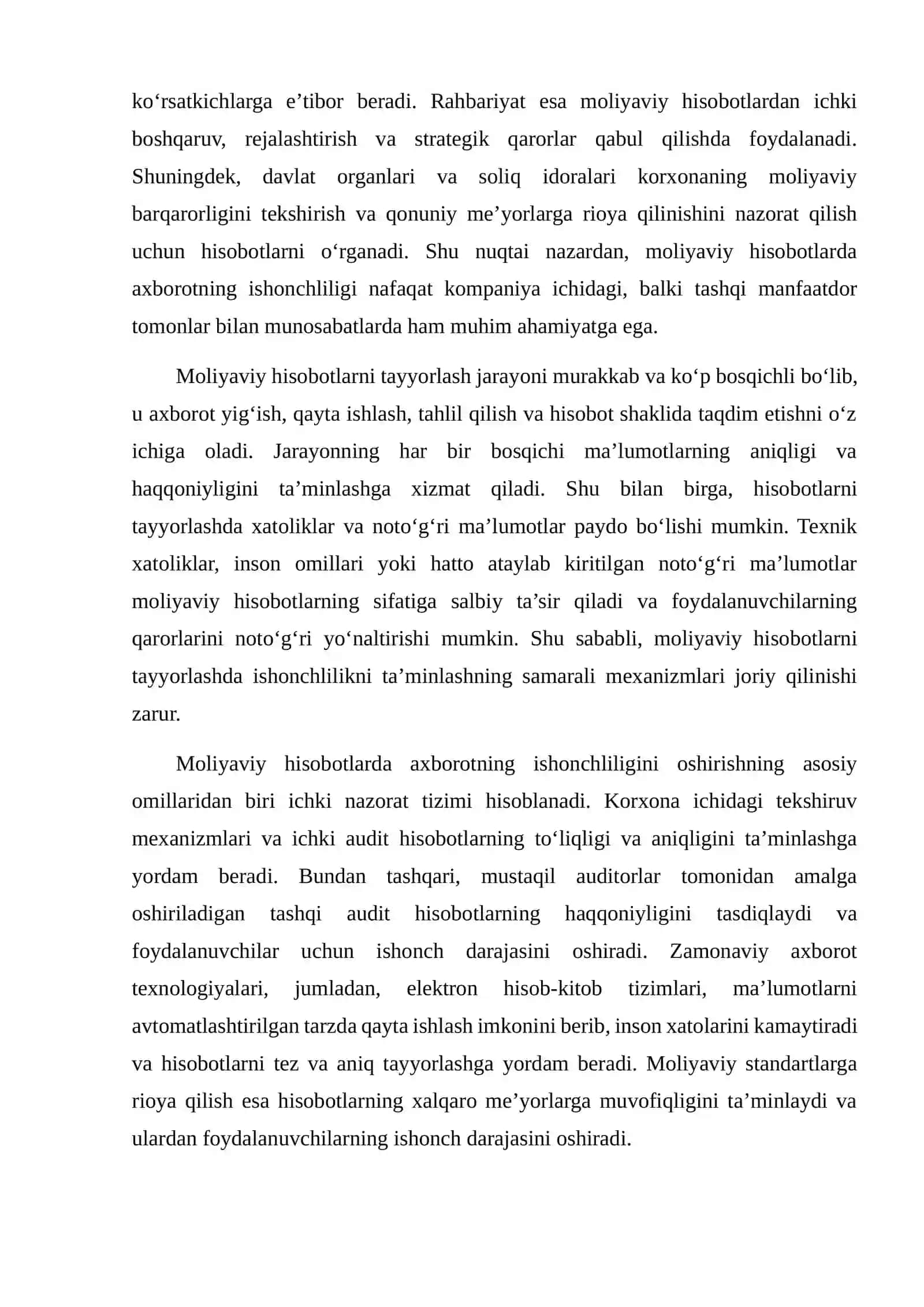 MOLIYAVIY HISOBOTLARNI TUZISHDA AXBOROTLARNING ISHONCHLILIGI 3