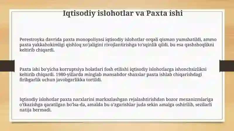 Qayta qurish yillarida O‘zbekistondagi ijtimoiy-siyosiy vaziyat 3