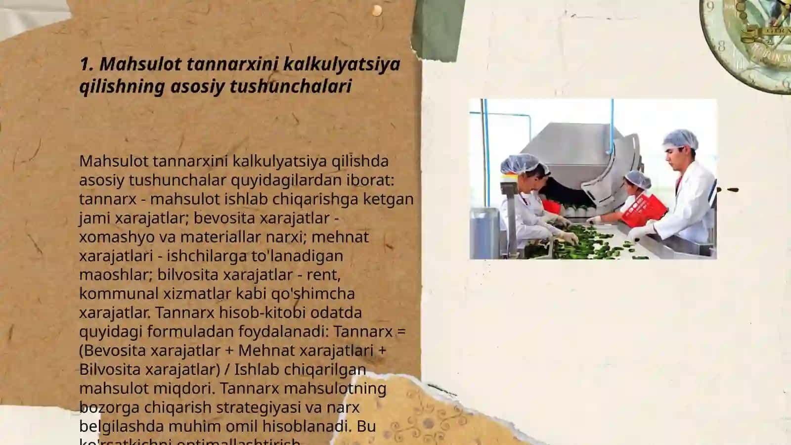 Mahsulot tannarxini kalkulyatsiya qilishning zamonaviy tizimlari 3