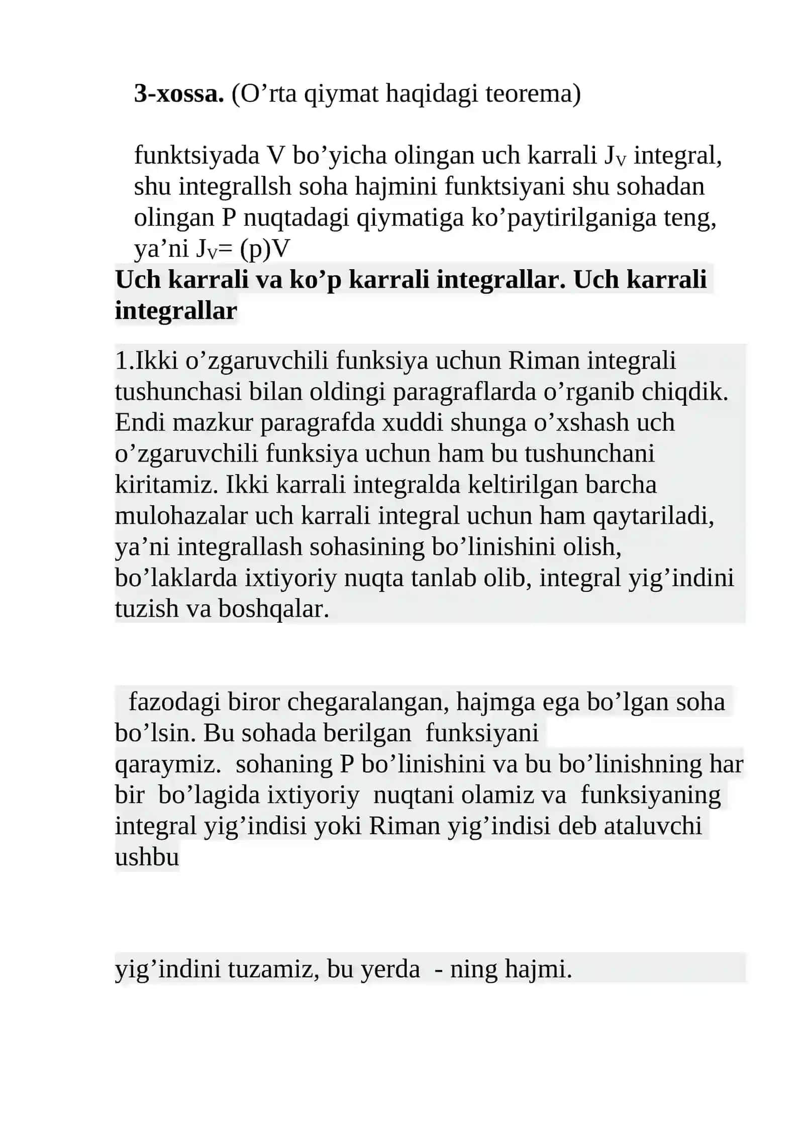 Uch karrali integralning xossalari 3
