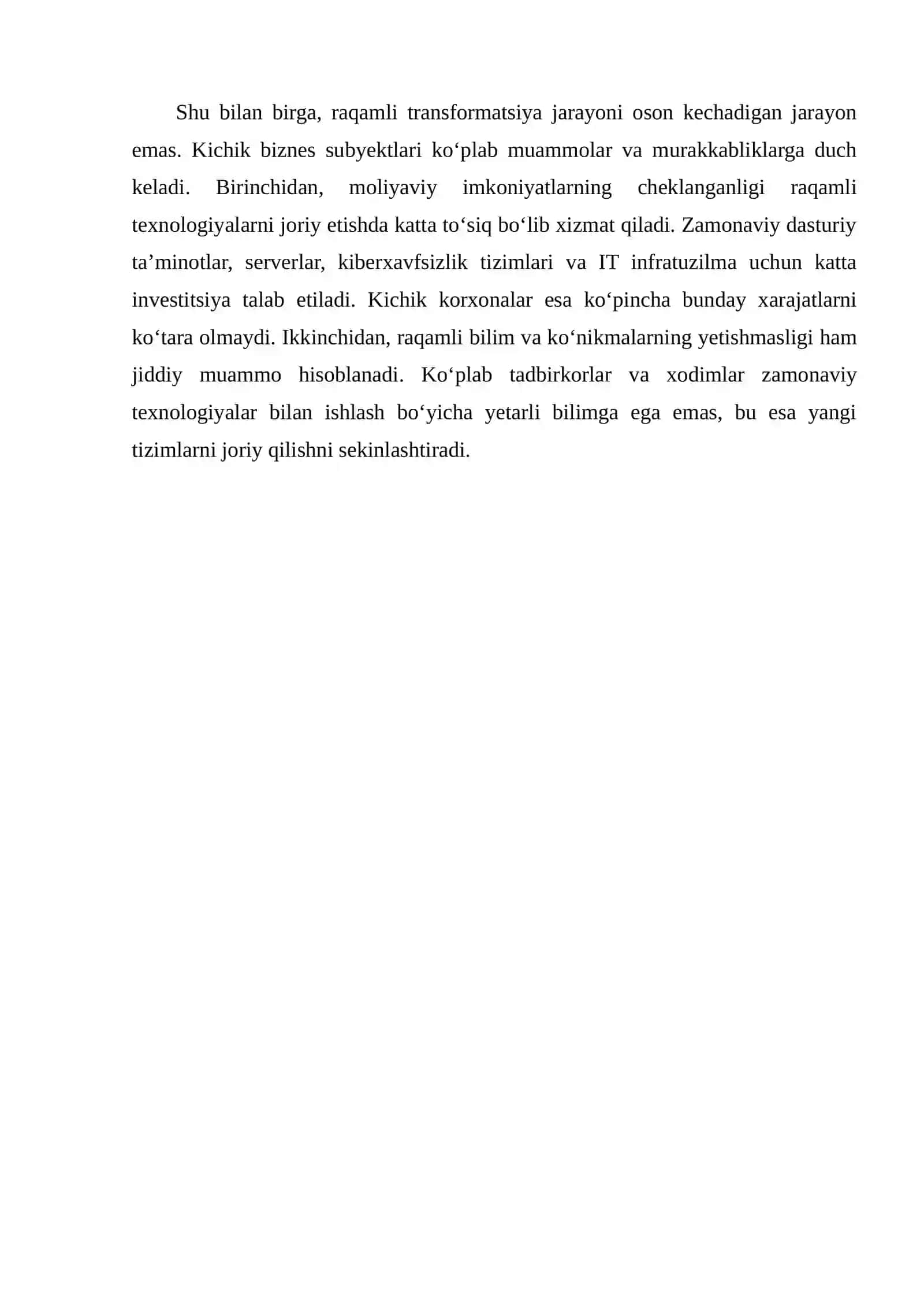KICHIK BIZNES UCHUN RAQAMLI TRANSFORMATSIYANING MURAKKABLIKLARI 3