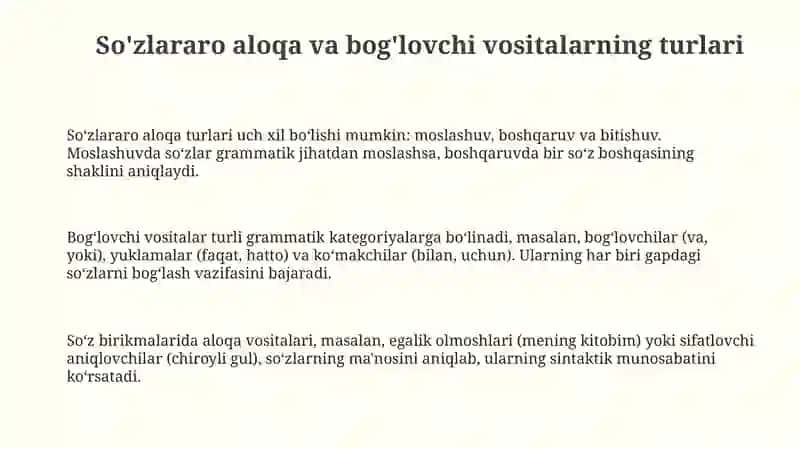 So’zlarning o’zaro bog’lanishi va bog’lovchi vositalar 3