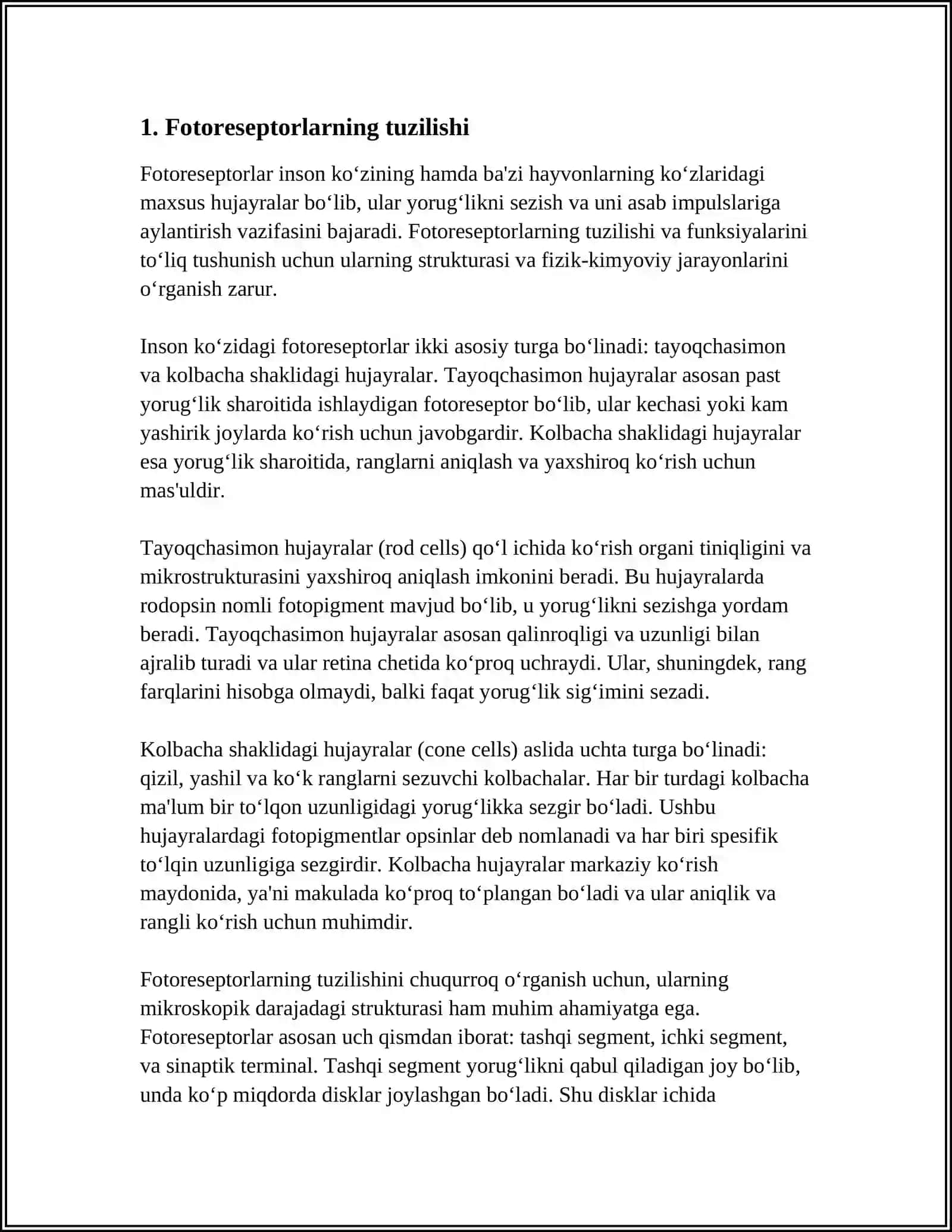 MUSTAQIL ISH Mavzu: FOTORETSEPTSIYANING MORFOLOGIK ASOSLARI 3