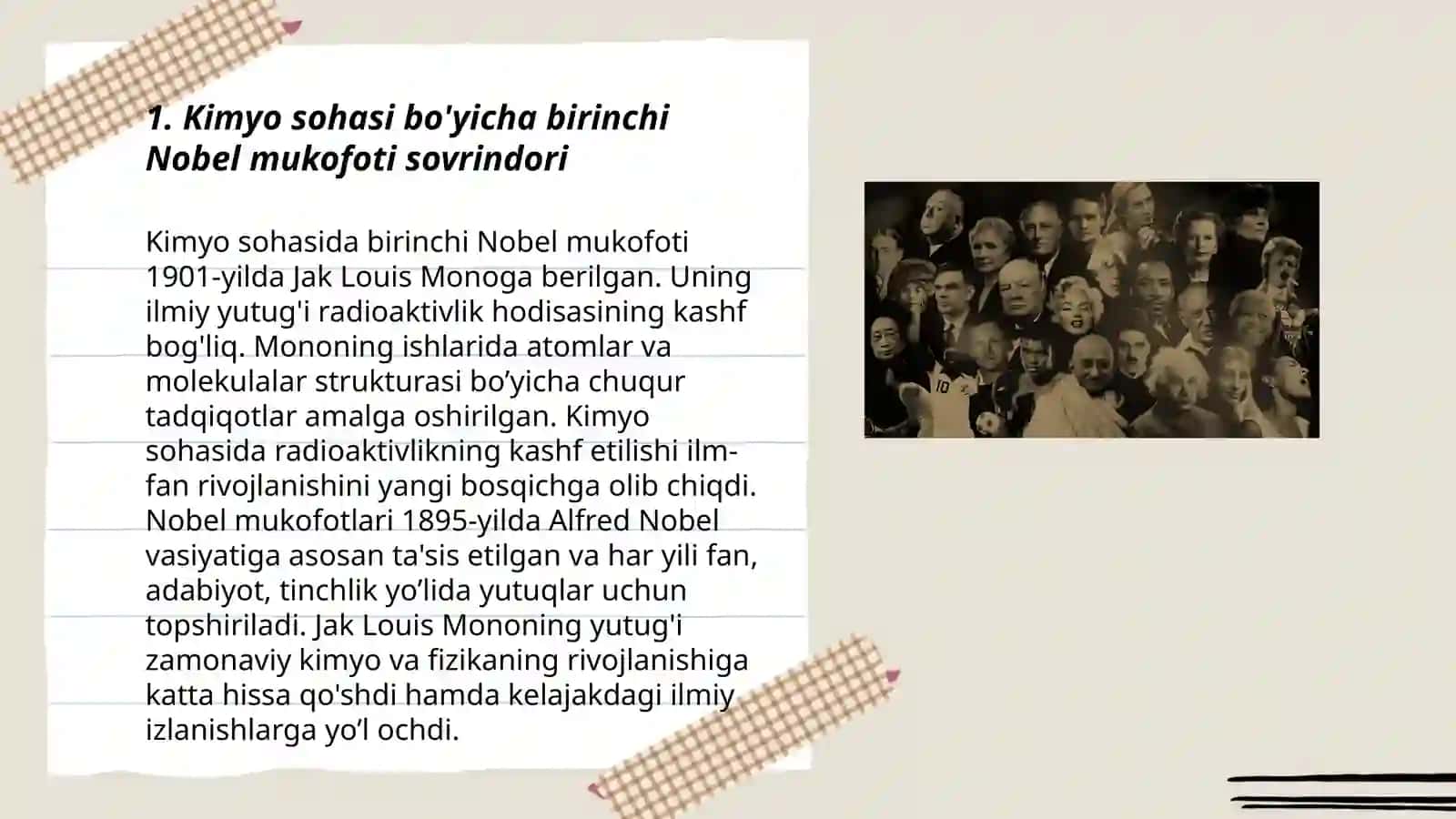 Kimyo sohasidagi Nobel mukofoti sovrindorlari va yutuqlari 3
