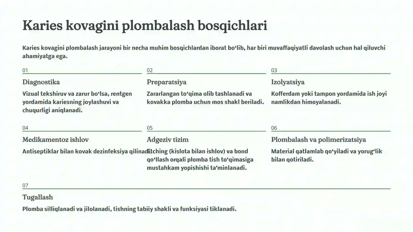 Karies kovagini plombalash: Kompozitlar, Kompomerlar, Keramerlar 3
