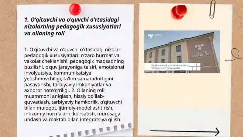 O'qituvchi va o'quvchi o'rtasidagi nizolarning pedagogik xususiyatlari va oilaning roli 3