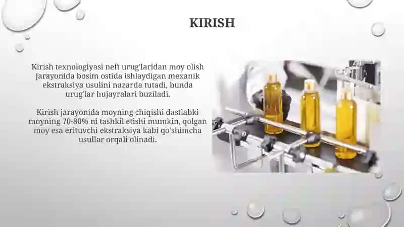 O’SIMLIK MOYLARINI ISHLAB CHIQARISH TEXNOLOGIYASI 3