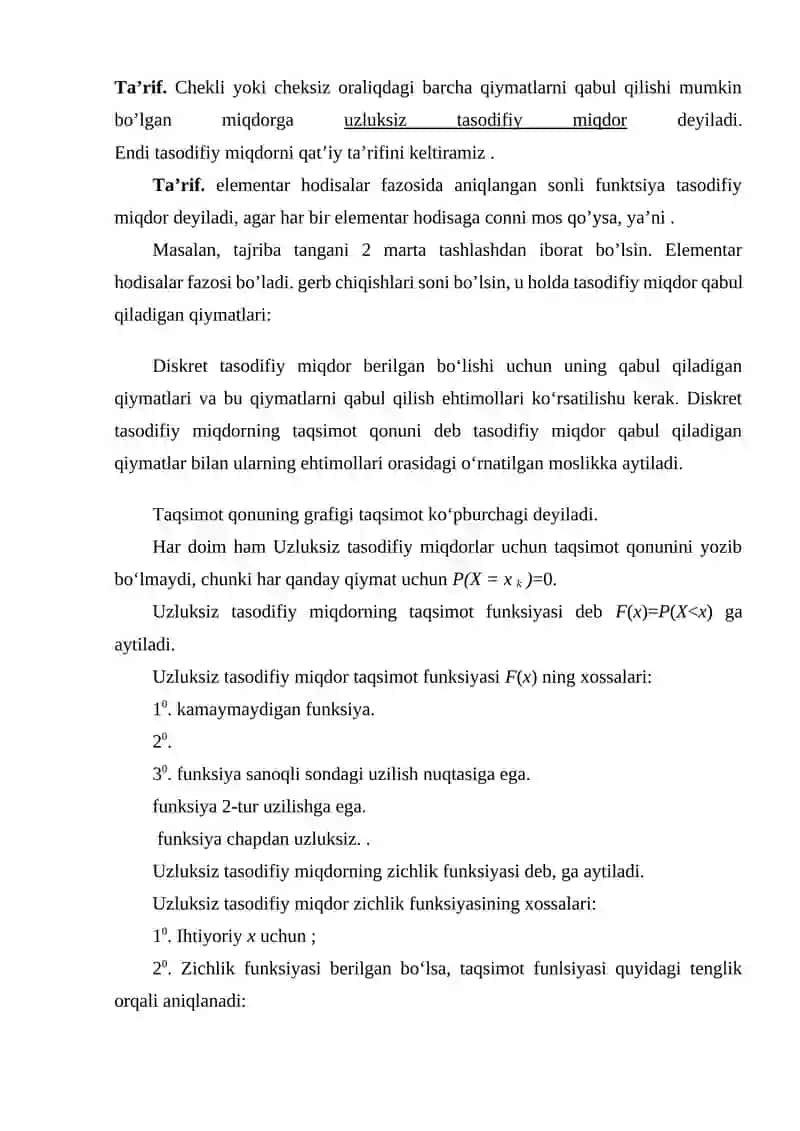 Tasodifiy miqdor tushunchasi 3