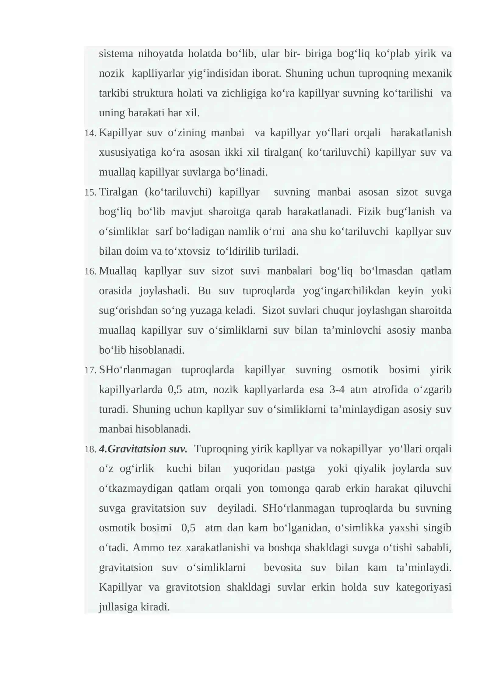 Tuproq suv rejimining irigatsion tipi va uning o’simlik rivojlanishiga ta’siri 3