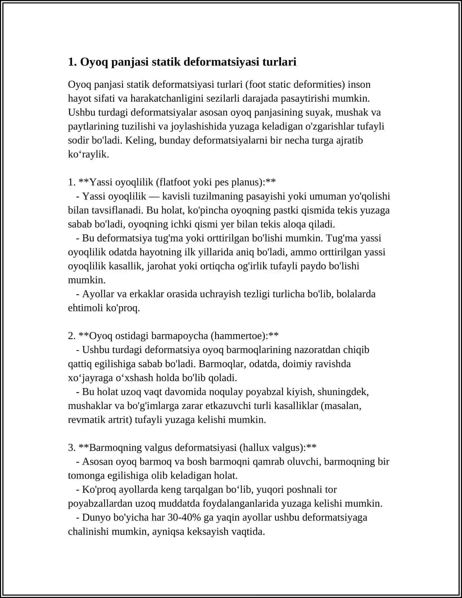 OYOQ PANJASI STATIK DEFORMATSIYASI 3