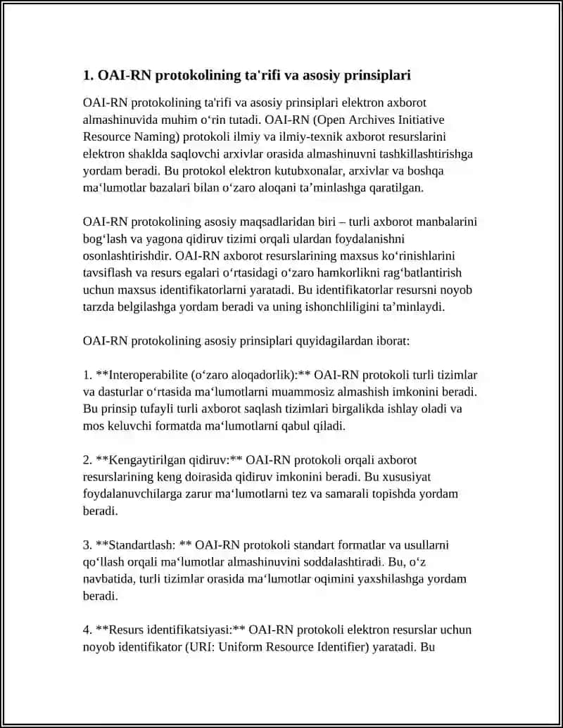 OAI - RN PROTOKOL VA ELEKTRON ARXIVLAR BILAN INTEGRATSIYA 3