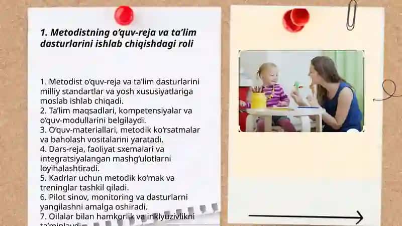 Metodistning roli maktabgacha ta'lim tashkilotida 3