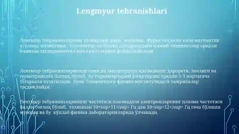 Plazma xossalarini va tavsiflarini o'rganish 3