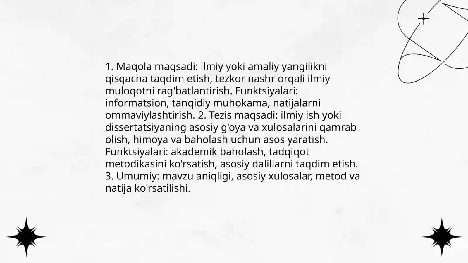 Maqola va tezisni Venn diagrammasi orqali taqqoslang 3