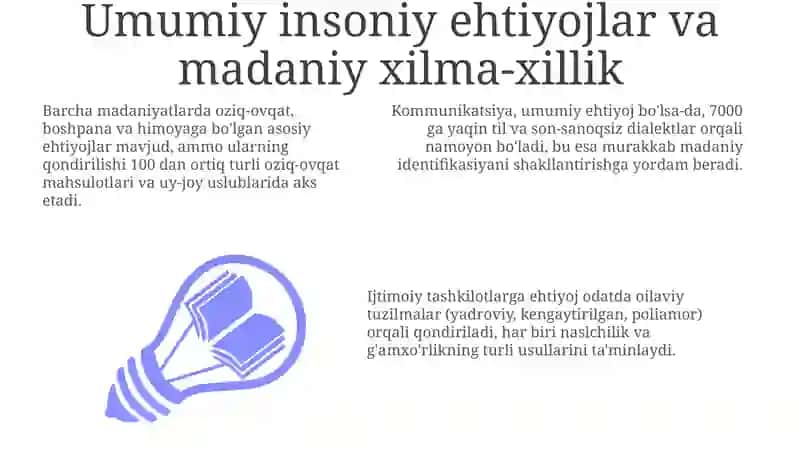 Umumiy insoniy ehtiyojlar va madaniy xilma-xillik 3