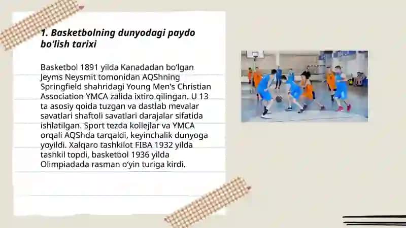 Basketbol Sportini Kelib Chiqishi va O'zbekistonda Rivojlanishi 3