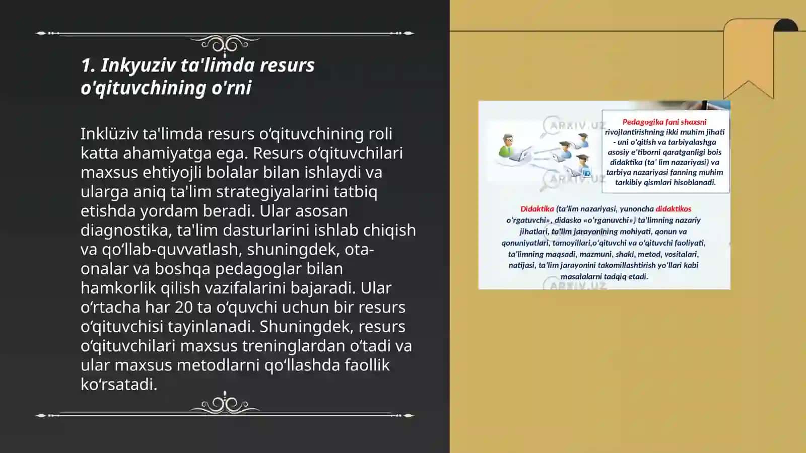 Inkyuziv ta'lim tizimida faoliyat ko'rsatuvchi resurs o'qituvchi vazifalari va maqsadlari 3