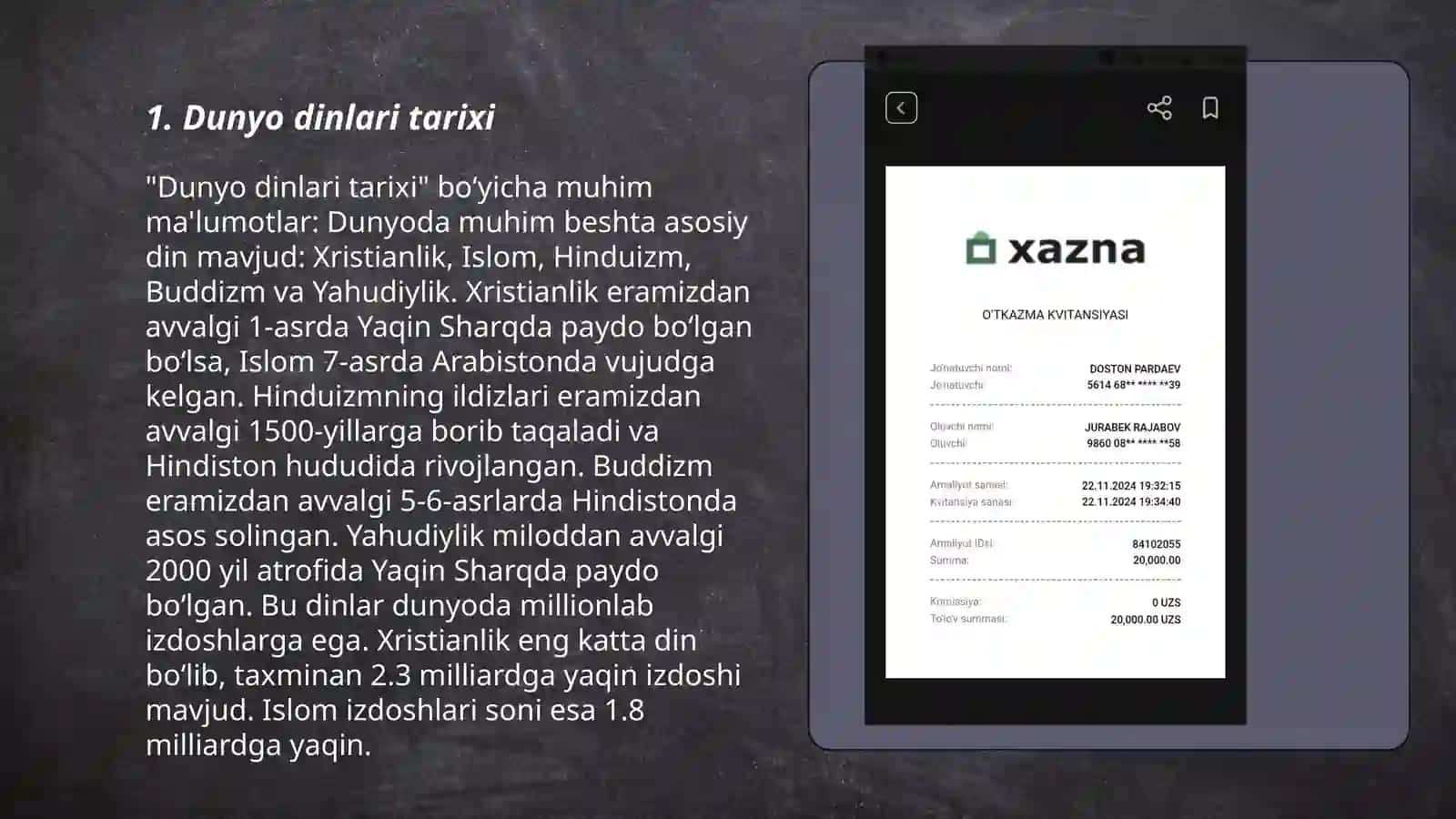 Dunyo dinlari 3