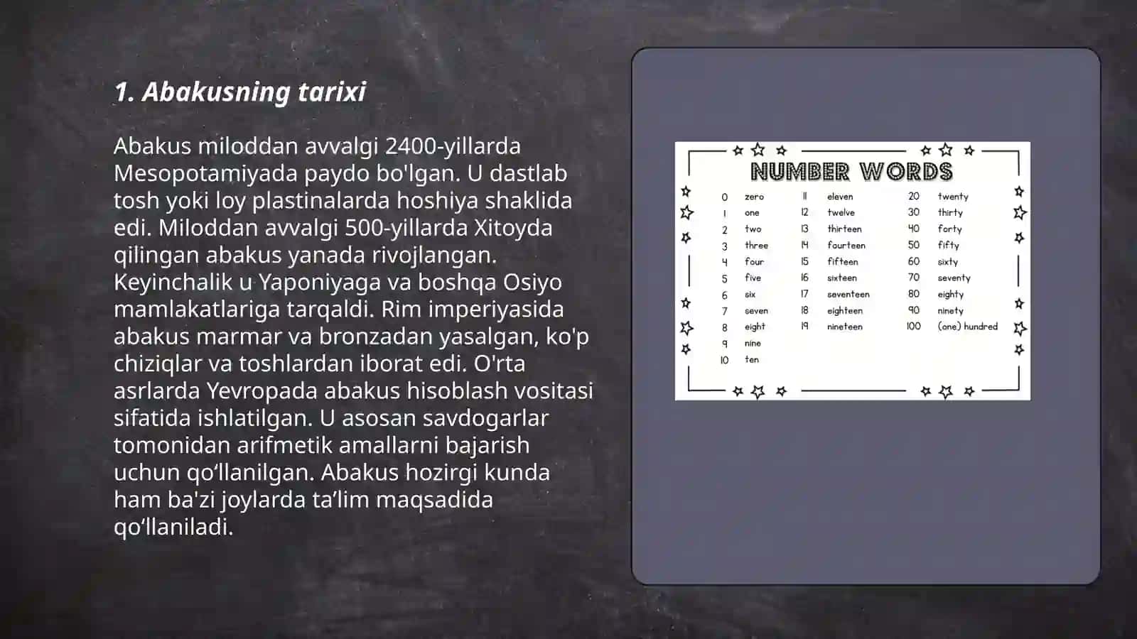 Abakusda birliklari va o'nliklarni ifodalash 3
