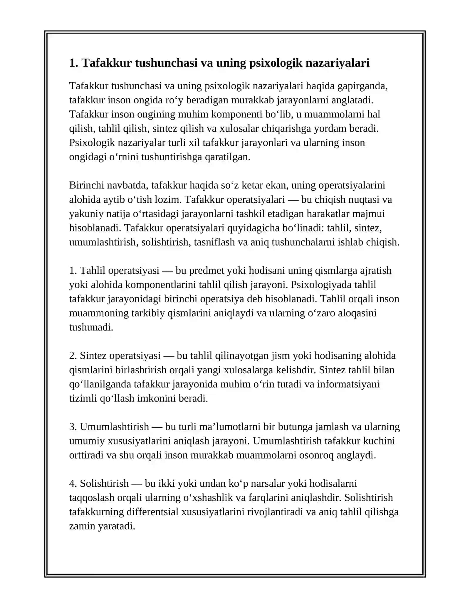 TAFAKKUR BORASIDAGI PSIXOLOGIK NAZARIYALARI TAFAKKUR OPERATSIYALARI 3