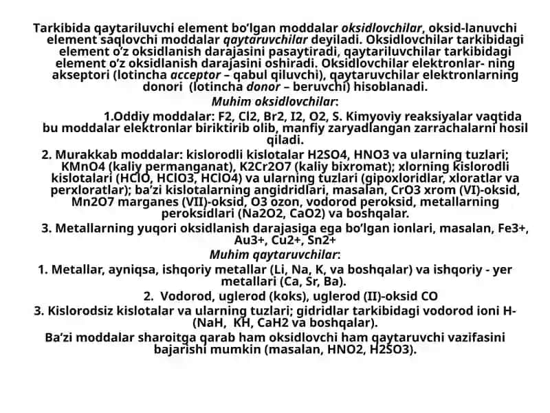 Оksidlаnish-qaytarilish reaksiyalаri 3