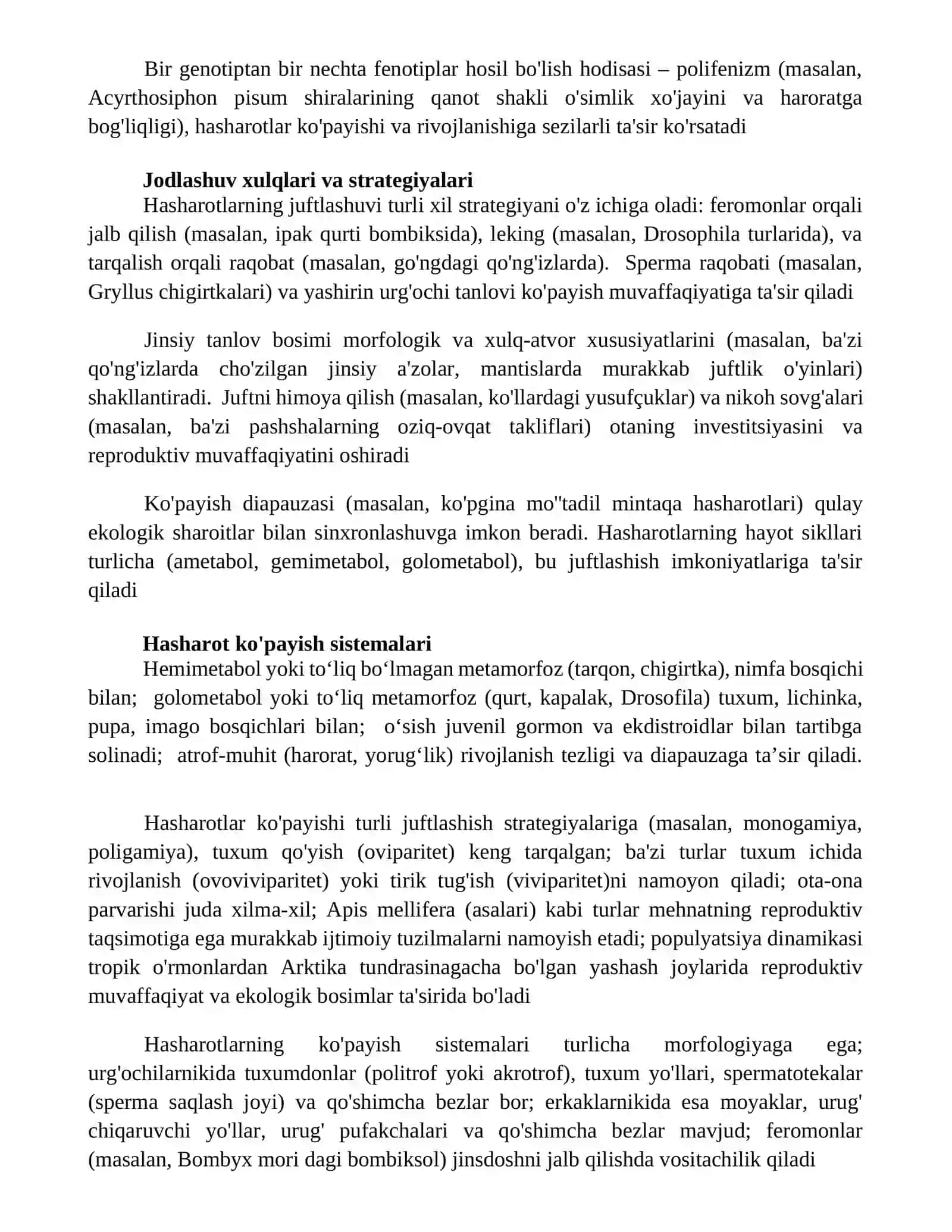 Hasharotlarning ko'payishi va rivojlanish biologiyasi 3