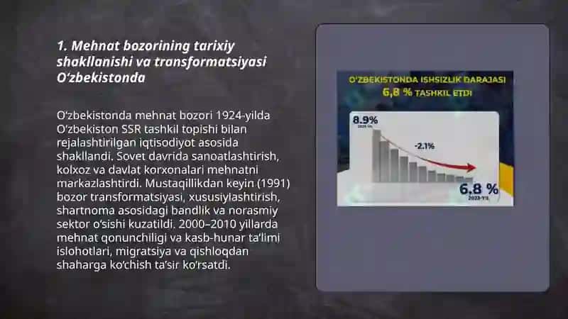 O’zbekiston Respublikasida mehnat bozorining shakillanishi va ishsizlikning o’ziga xos xususiyatlari 3