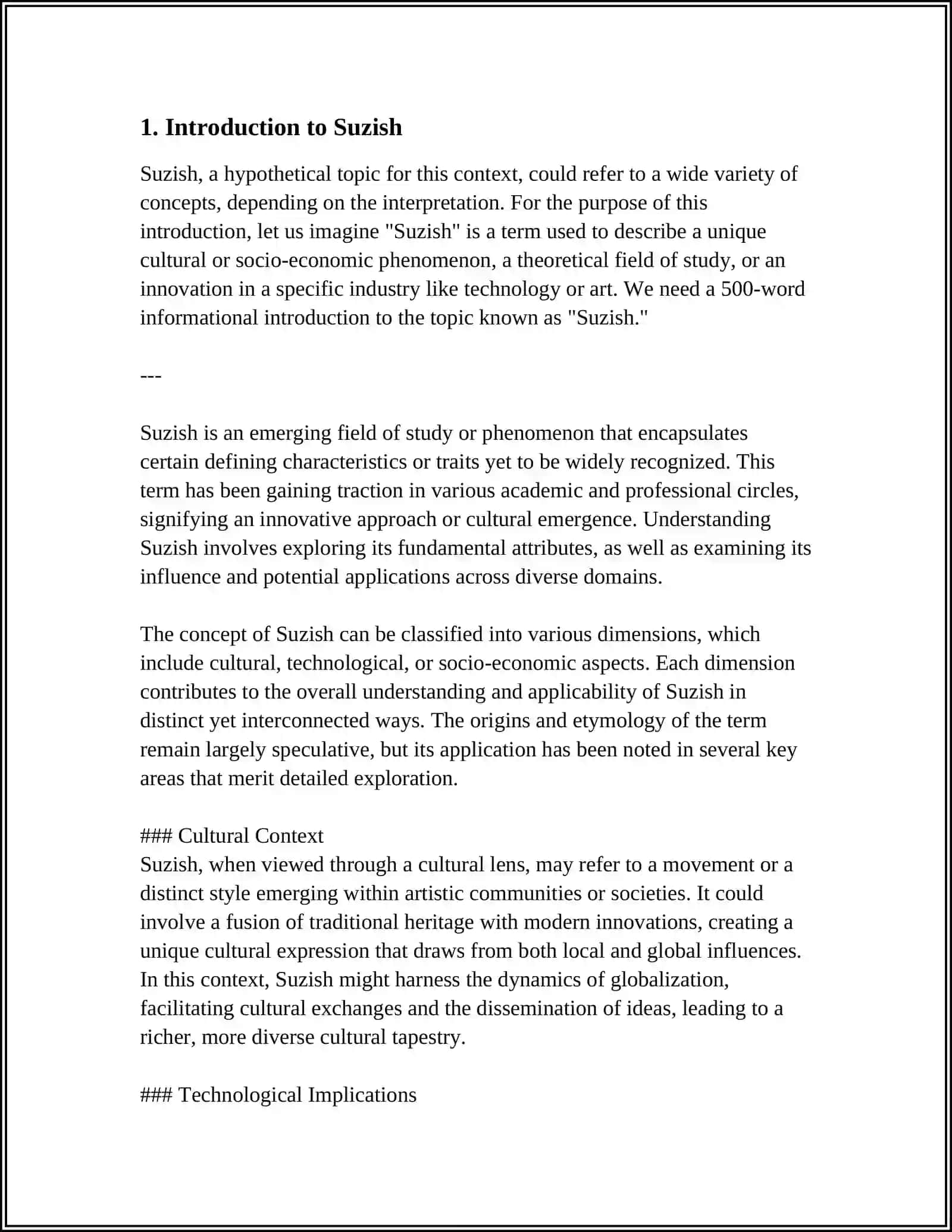 Suzish: Introduction and Exploration 3