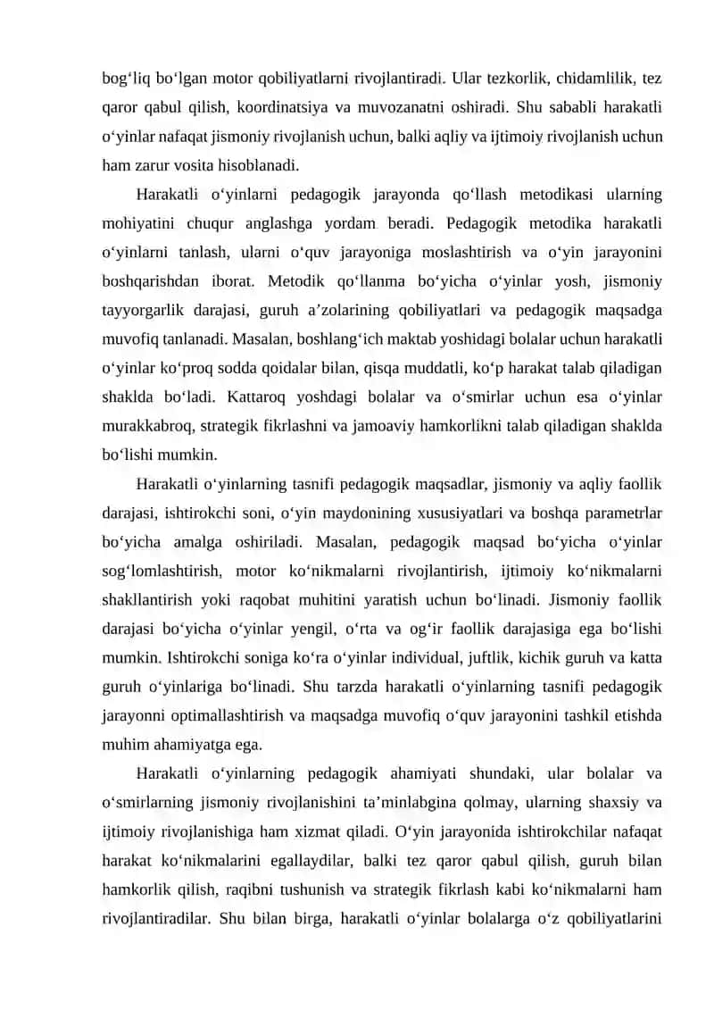 Harakatli o‘yinlar va uni o‘qitish metodikasi faniga kirish harakatli o‘yinlar tarixi tasnifi va pedagogik ahamiyati 3
