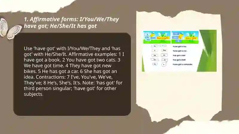 Affirmative Forms of Have and Has Got 3