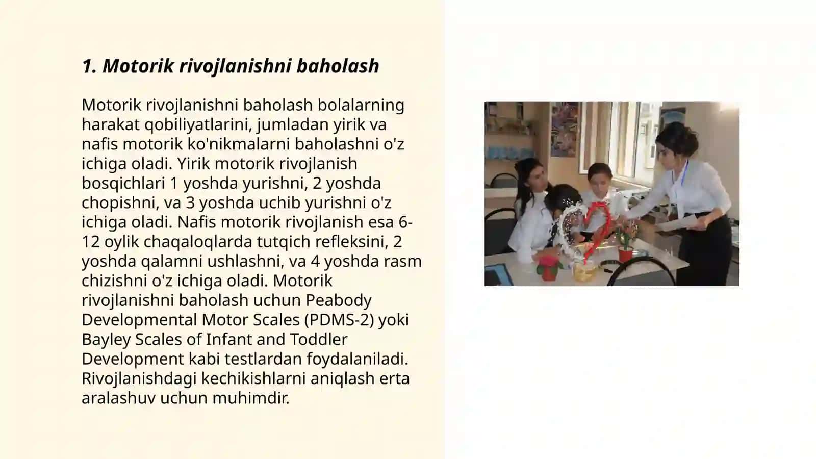 Motorik rivojlanishni baholash 3