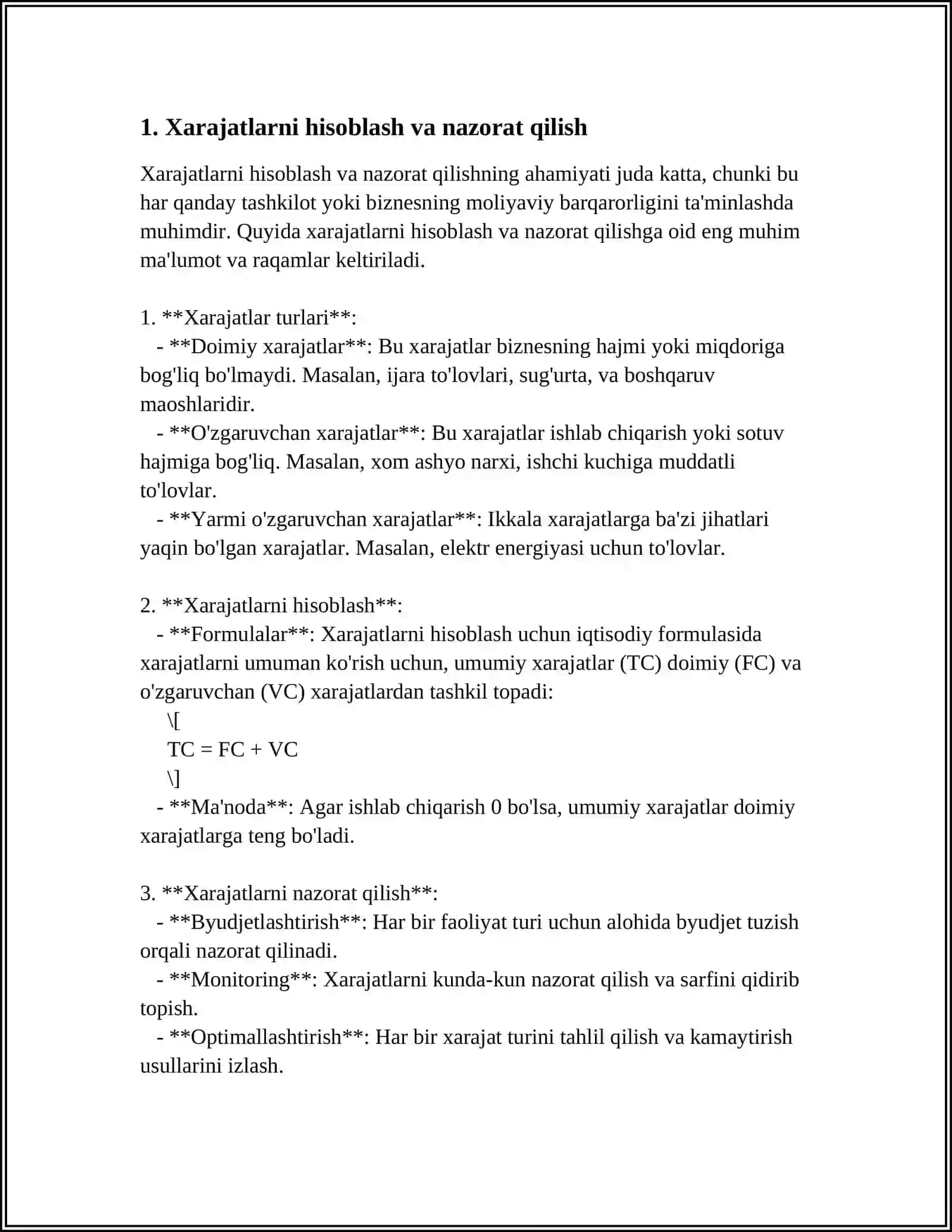 Xarajatlarni hisoblash va nazorat qilish 3
