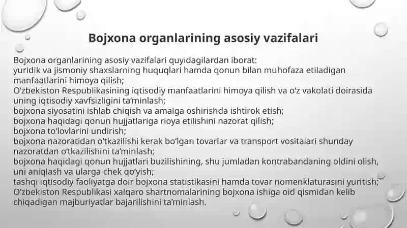 Bojxona ishlaridan tayyorlagan taqdimot loyihasi 3