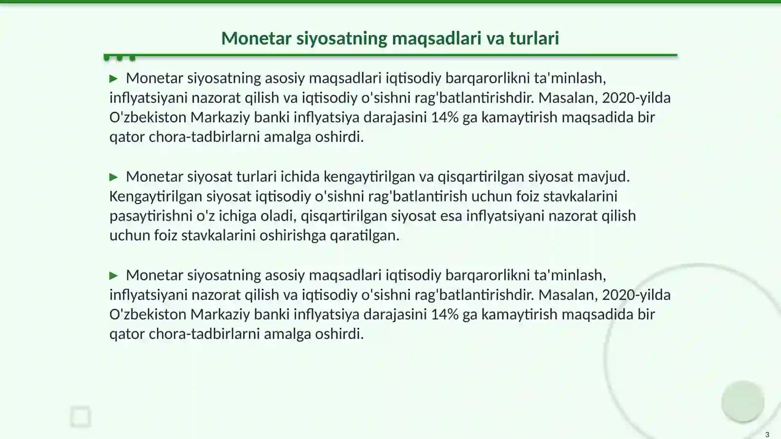 Monetar siyosat va foiz stavkasi 3