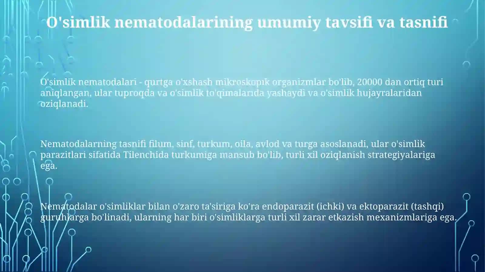 O'simlik nematodalari: Umumiy tavsif va tasniflash 3