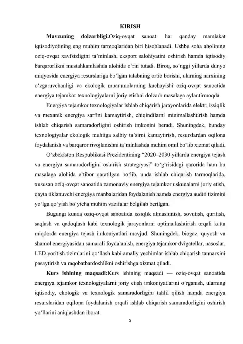 OZIQ OVQAT SANOATIDA ENERGIYA TEJAMKOR TEXNOLOGIYALARDAN FOYDALANISH 3