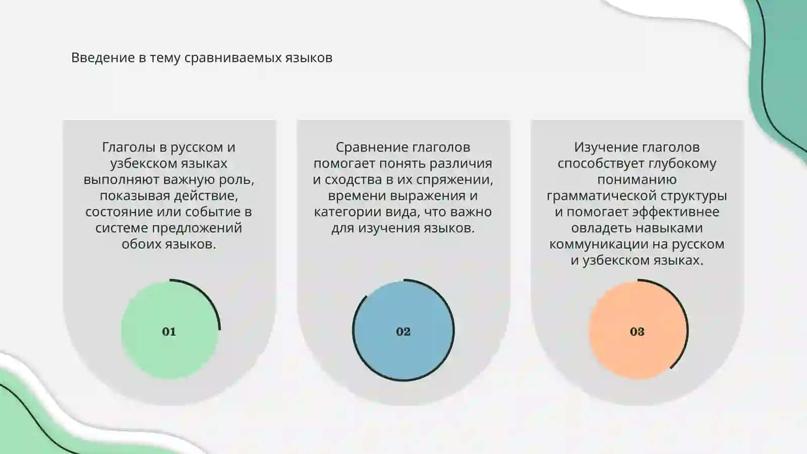 Глагол в сравниваемых языках.(Русский язык и узбекский язык) 3