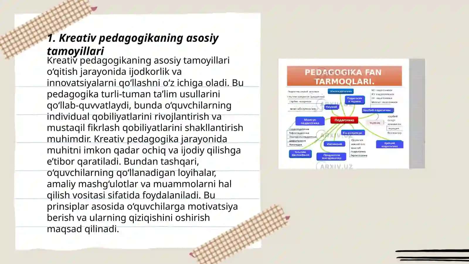 Kreativ pedagogikani o'qitishda ta'lim turlari va shakllar tasnifi 3