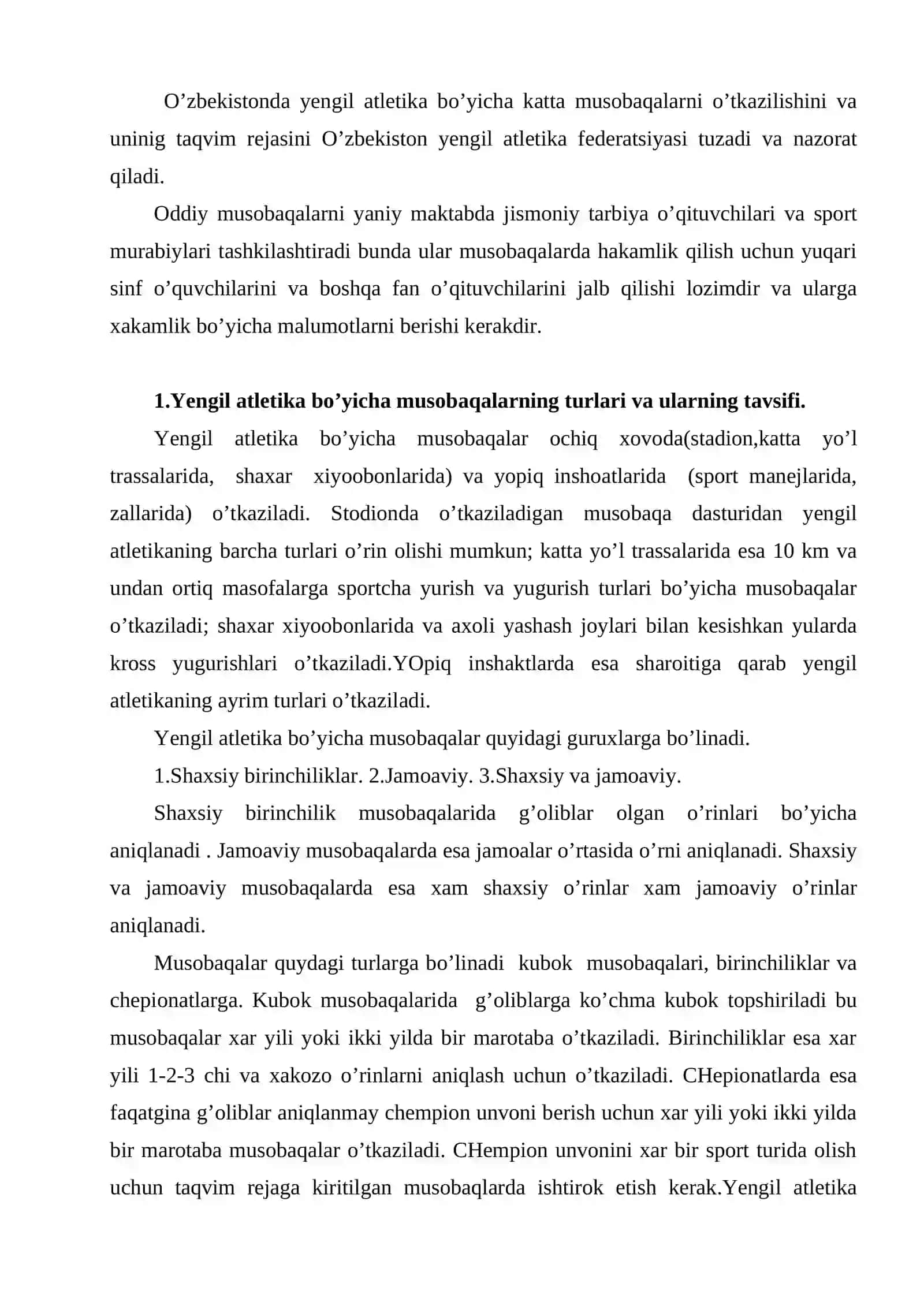Yengil atletika musobaqalarini tashkil qilish va o’tkazish 3