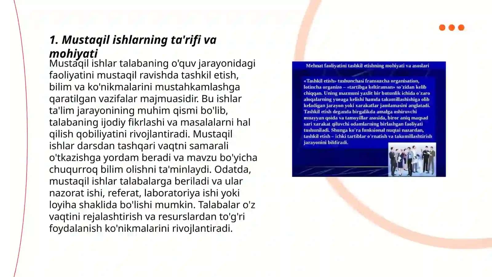 Mustaqil ishlarni tashkil etish,o'tkazish va baholashning zamonaviy usullari 3