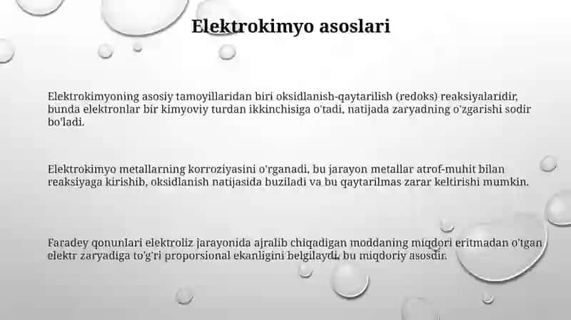 Elektrkimyo asoslari.Elektr o'tkazuvchanlik.Konduktometriya 3