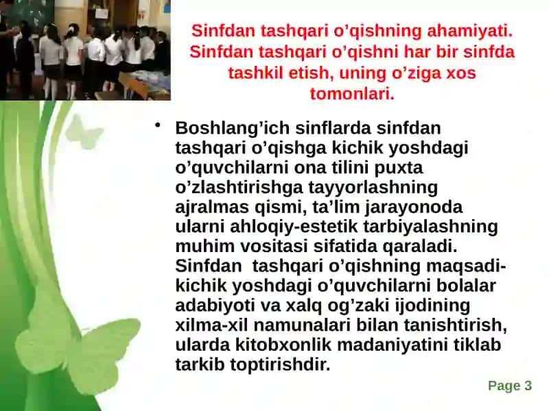 MAKTABDAGI TO’GARAK ISHLARINI O’QUVCHI TARBIYASIGA TA’SIRI SINFDAN VA MAKTABDAN TASHQARI TARBIYAVIY ISHLARNING MAQSADI VA VAZIFASI 3
