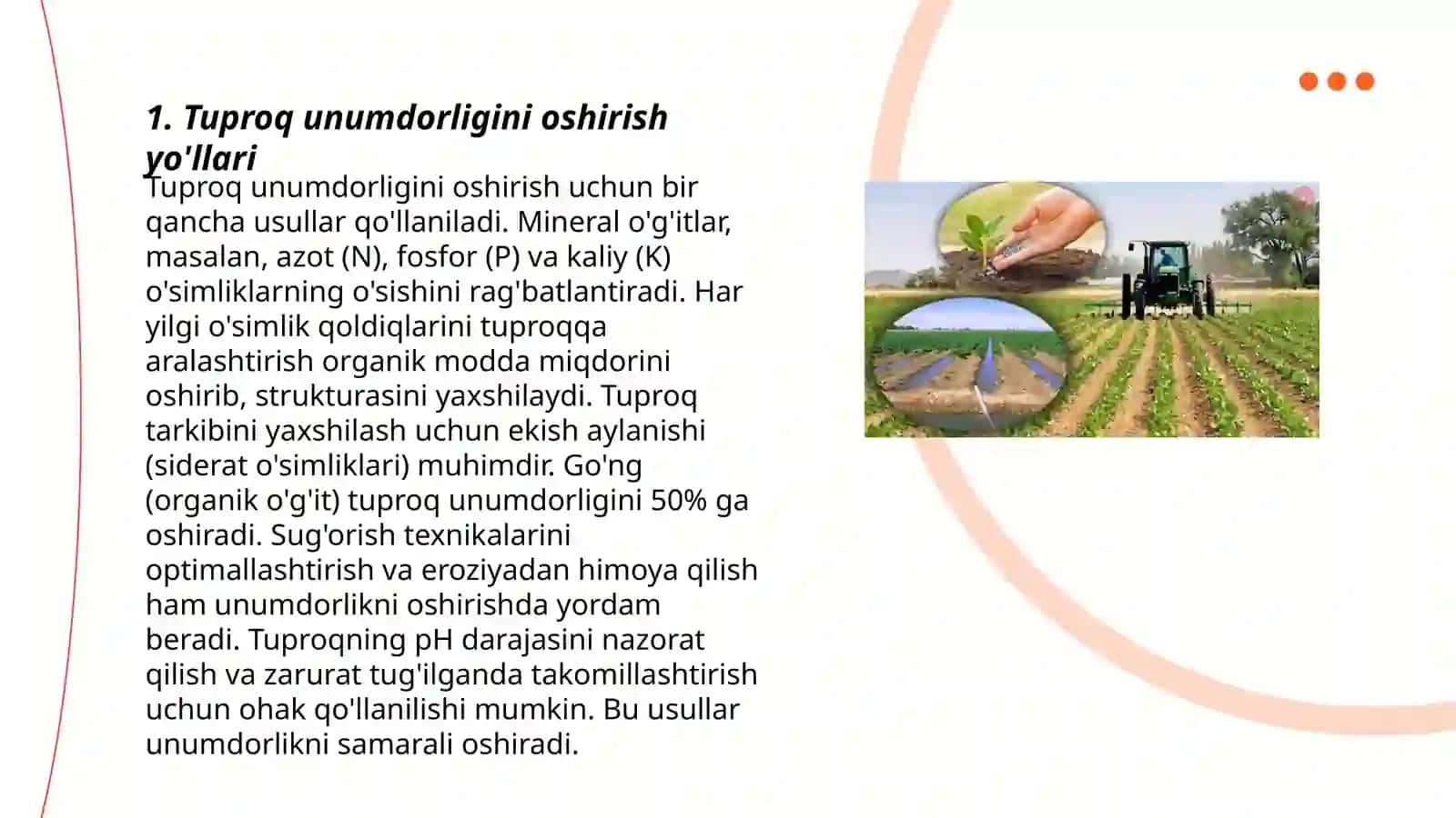 Agranomiyadagi istiqbolli vazifalar va bu soxadagi muammolarni xal etish yo'llari 3